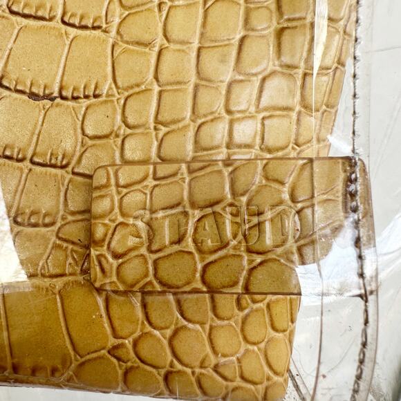 STAUD Shirley Clear PVC Crocodile Embossed Tote Bag Tan Brown Plastic - Picture 8 of 8